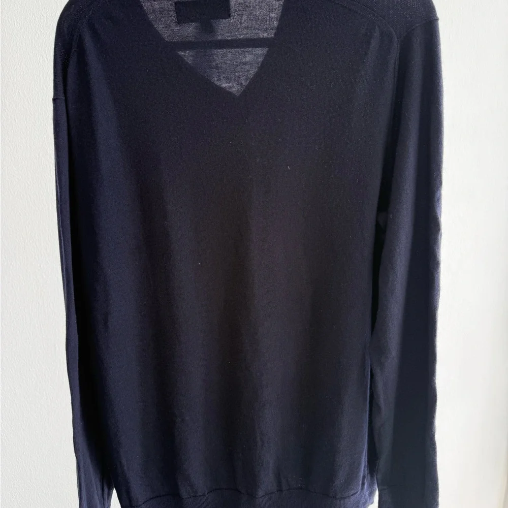 Banana Republic Italian Merino Wool V Neck Sweater Men’s XL Navy Blue